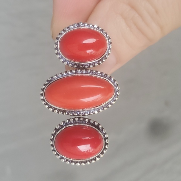 New Coral Double 925 Silver Knuckle Ring. - Picture 8 of 14